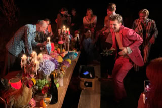 Tafel Freunde Jugend Blumen Fisch Lampen 